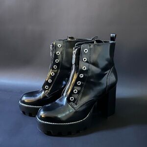 Zara Black Chunky Heeled Boots
